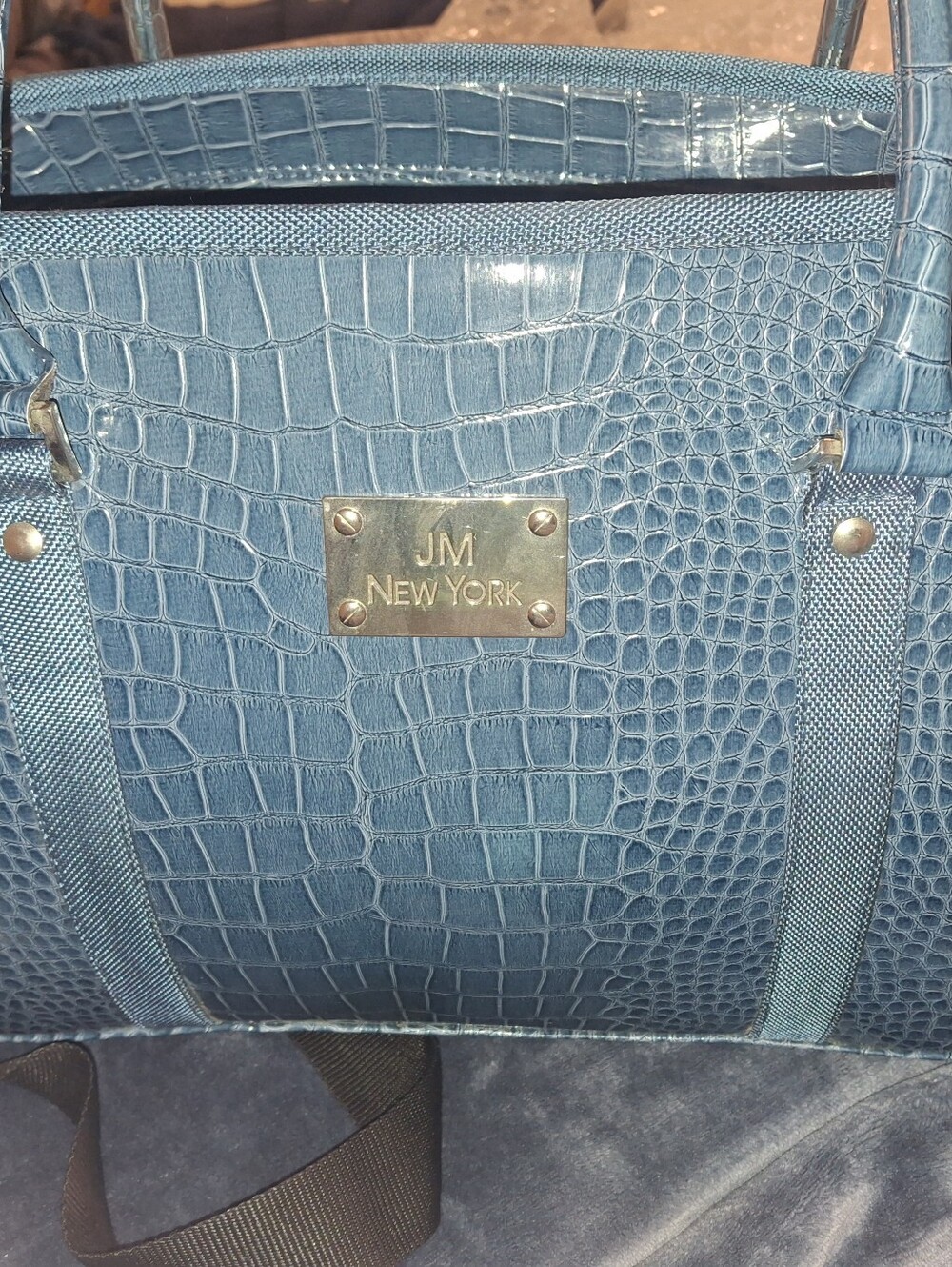 SM New York Blue Croc-Embossed Carry On